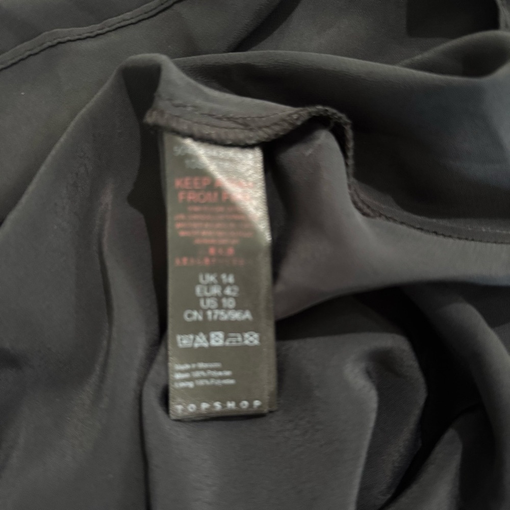 Topshop Black Long Sleeve Mini Dress with Twist Front Size 10 - Picture 11 of 11